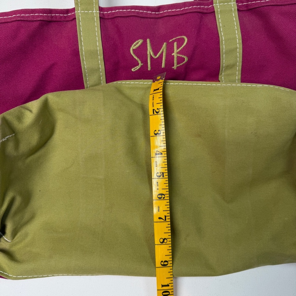 LL bean Boat And Tote Vintage Bag Large Color Block Monogram Canvas Fuchsia - Picture 16 of 16
